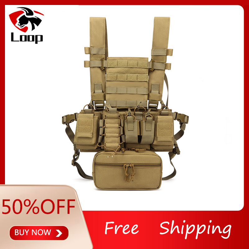 Tactical Belt Rigger - 調節可能なストラップと大容量ポーチを備えたミリタリータクティカルベストチェストリグ、アウトドアアドベンチャーと戦術ミッション用