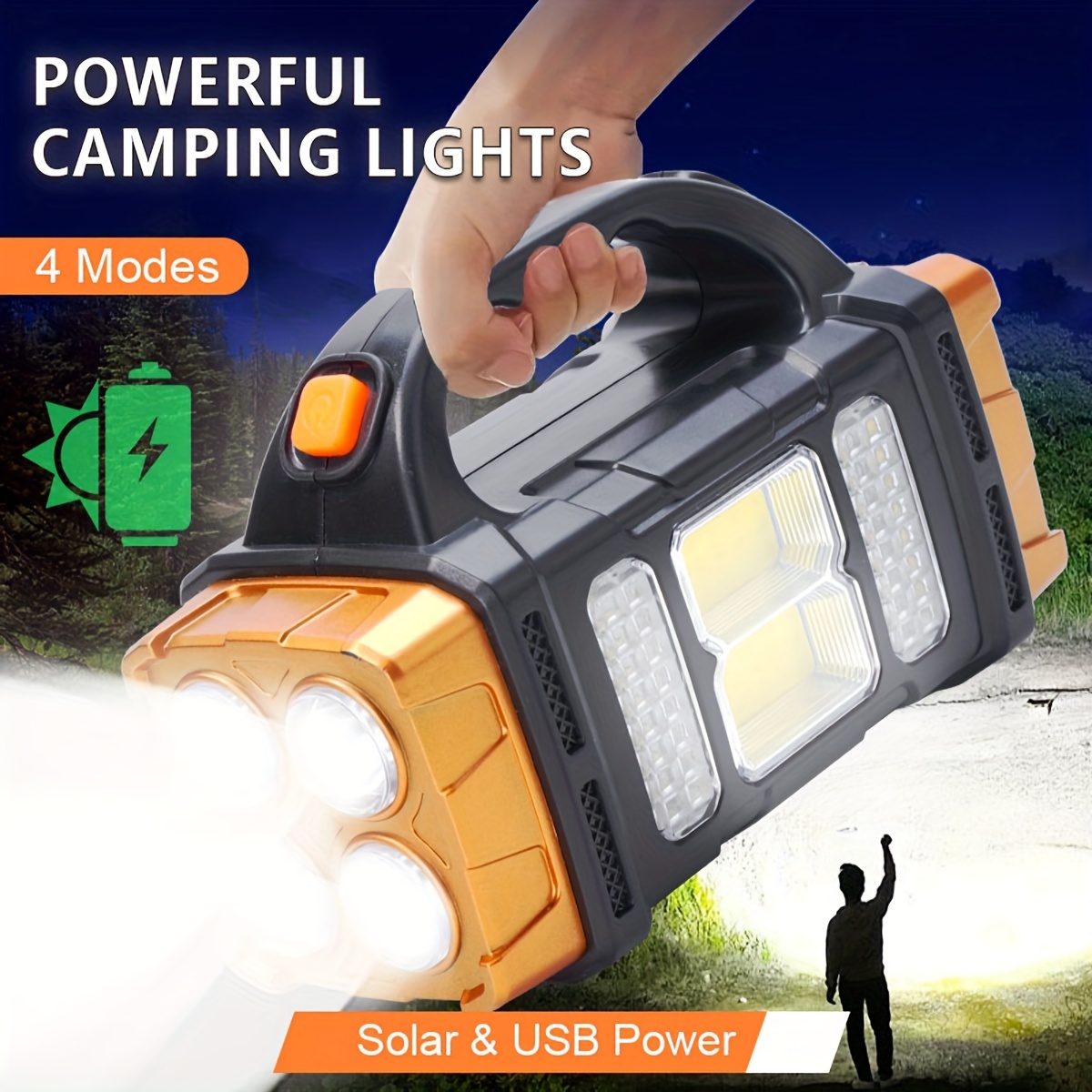 Outdoor Hunting Lights - 新しいアップグレード充電式ハイパワーソーラー LED 懐中電灯電源銀行付き防水多機能ハンドランプ屋外用
