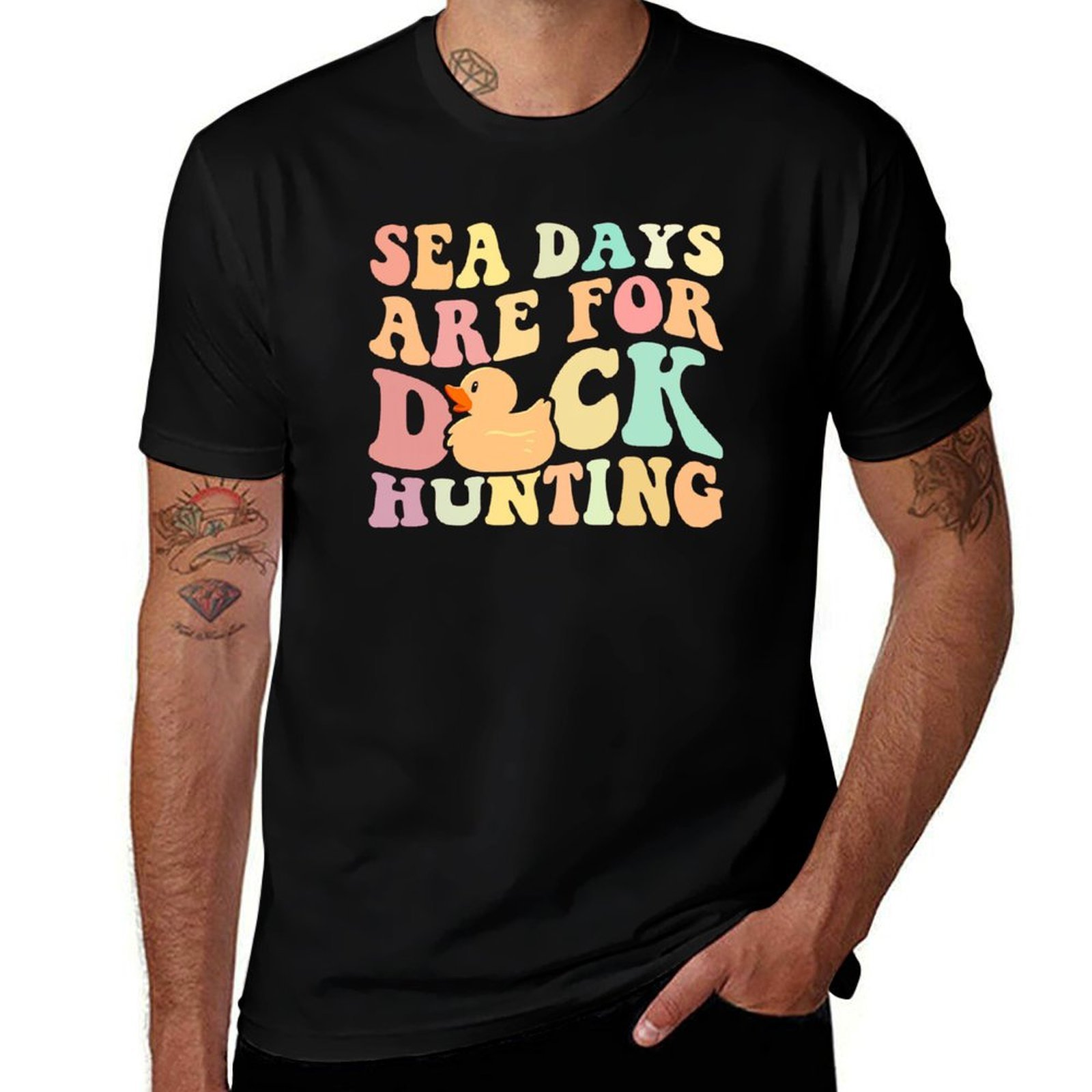 Hunting Outdoor Day - クルージング・シー・デイズ・アーフォー・ダック・ハンティング ラバーダック・クルーズTシャツ アウトドアスポーツ半袖トップTシャツ
