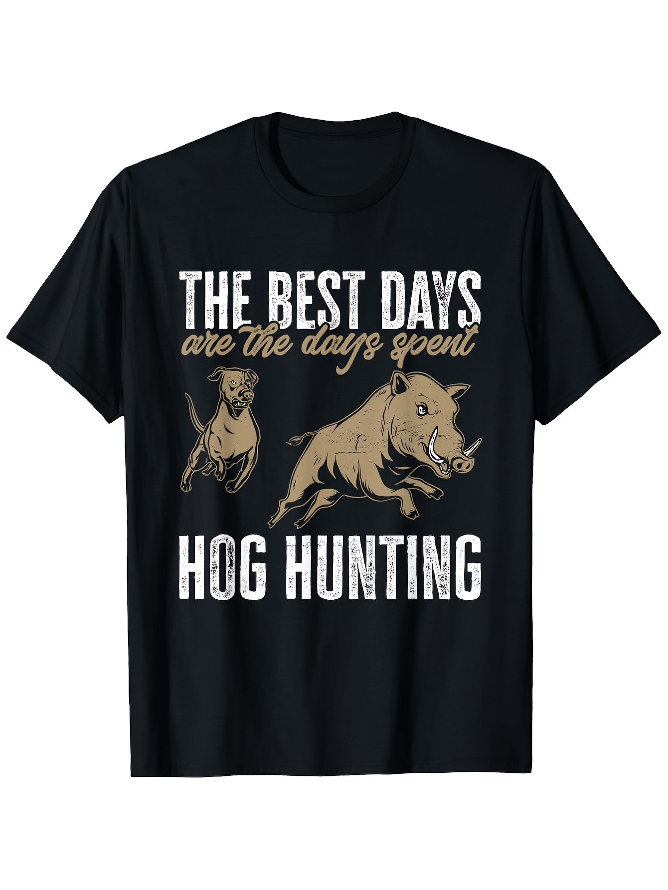 野猪狩猟犬プリントTシャツ クルーネック 半袖Tシャツ カジ - Wildman Hunting & Outdoor Photos のレビューと価格