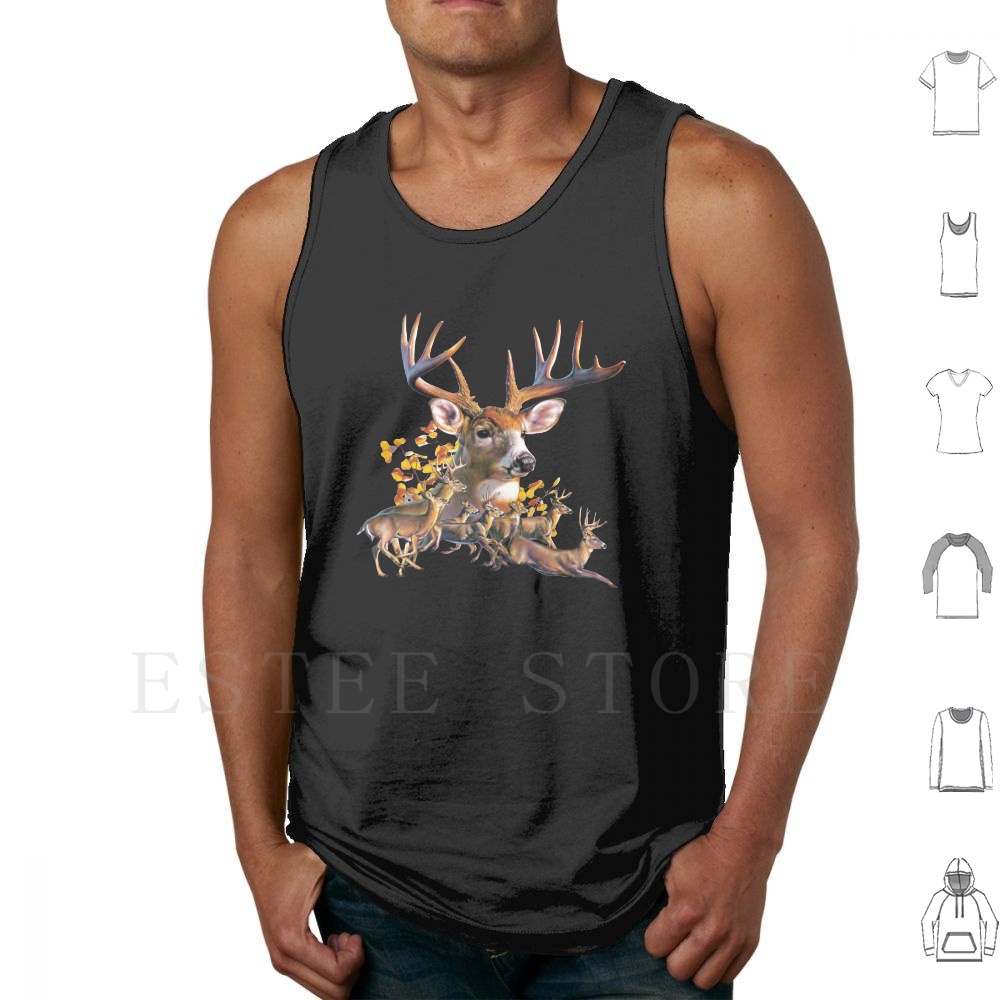 鹿のコラージュタンクトップ、ノースリーブベスト、鹿の角、ホワ - Wildman Hunting & Outdoor Photos のレビューと価格