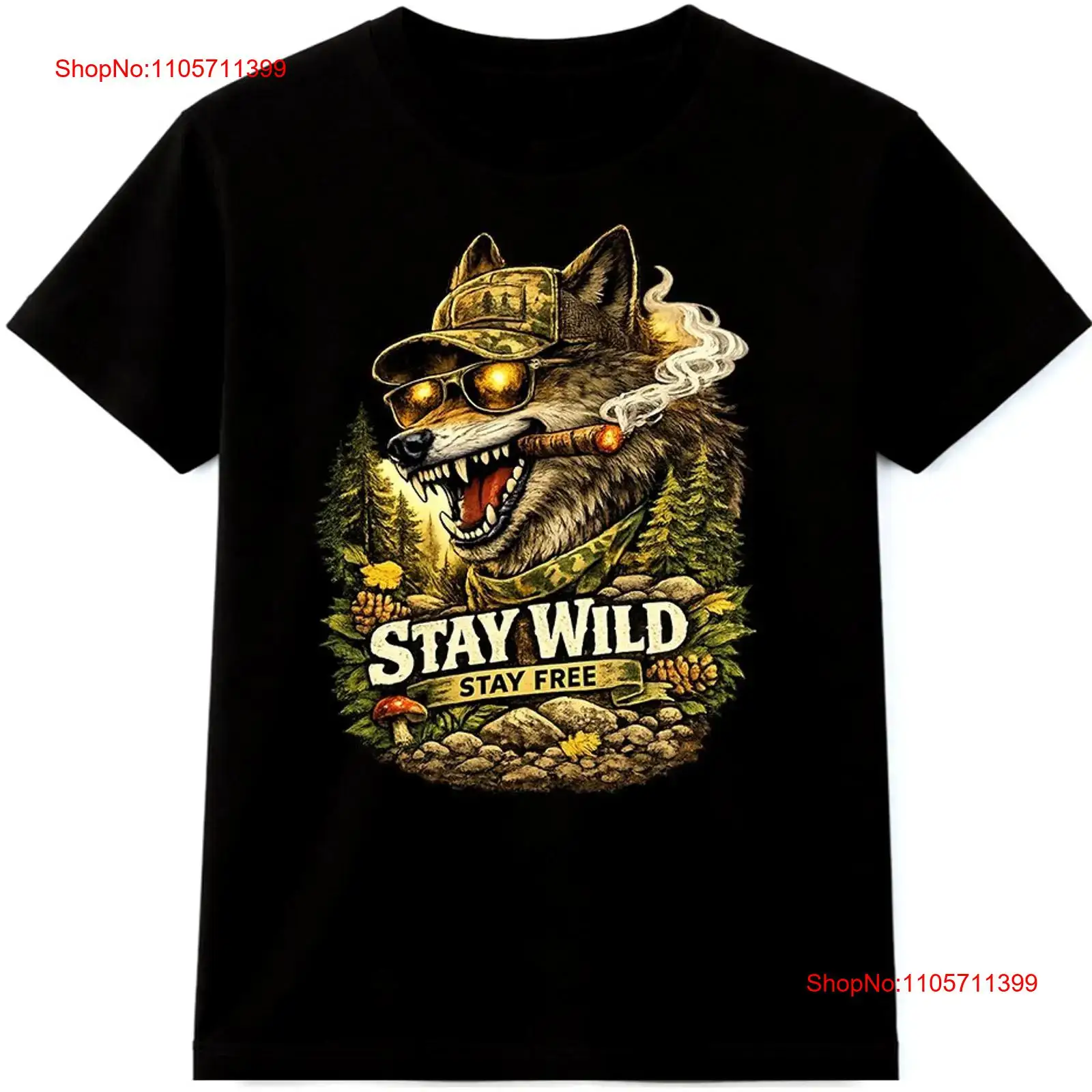 ウルフ T シャツ ステイ ワイルド フリー アウトドア 野 - Wildman Hunting & Outdoor Photos のレビューと価格
