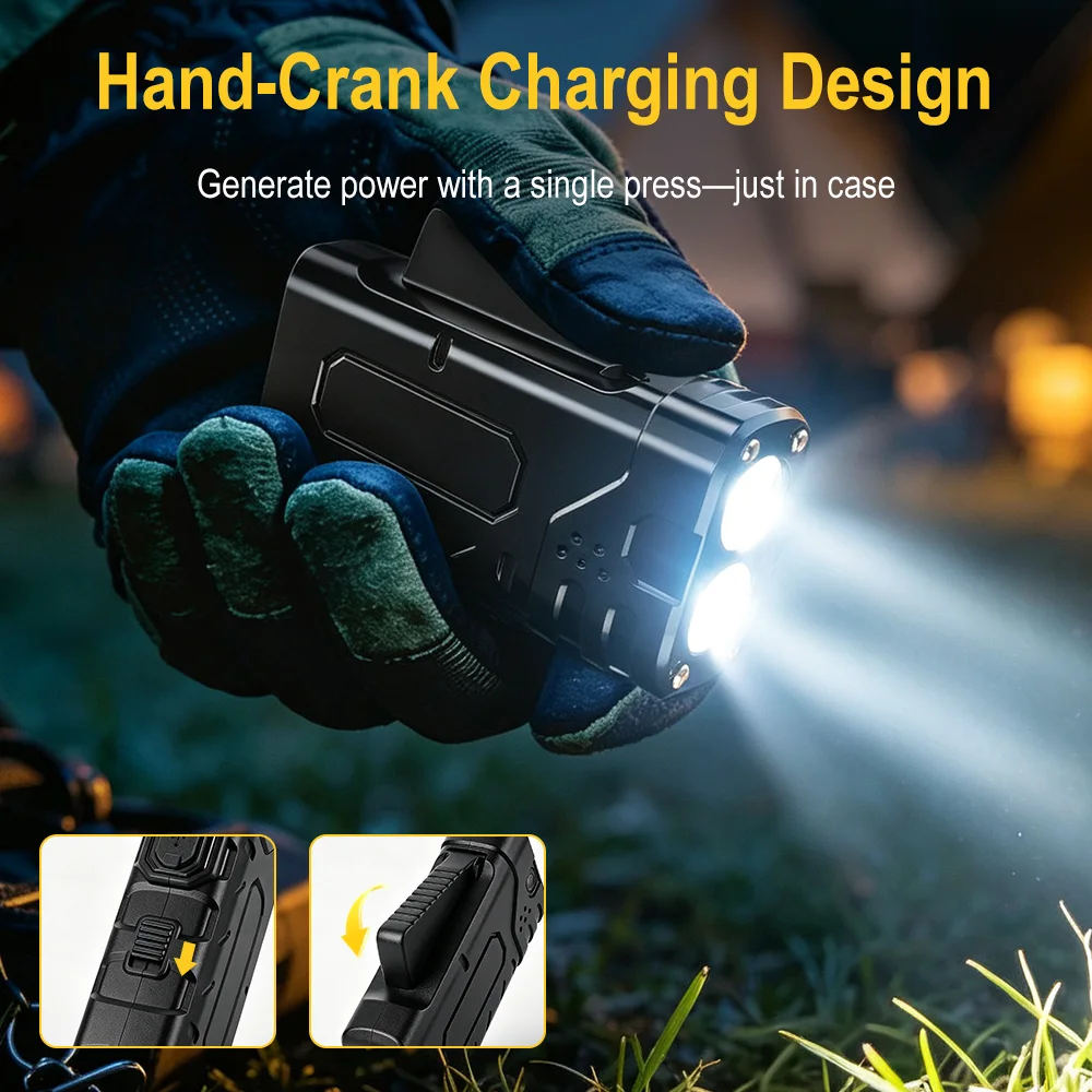 BORUIiT ハンドクランク EDC LED フラッシュラ - Outdoor Hunting Lights のレビューと価格