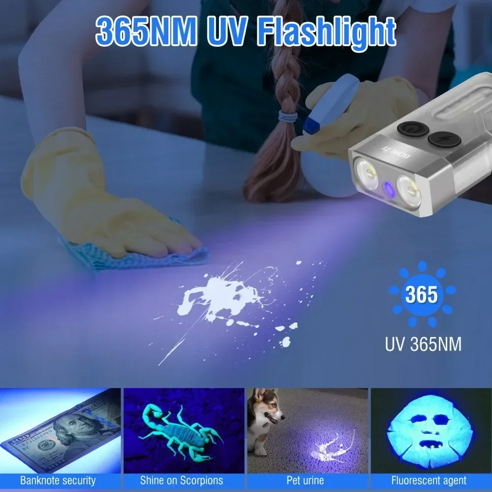 BORUiT V10 キーホルダー UV LED EDC 蛍 - Outdoor Hunting Lights のレビューと価格